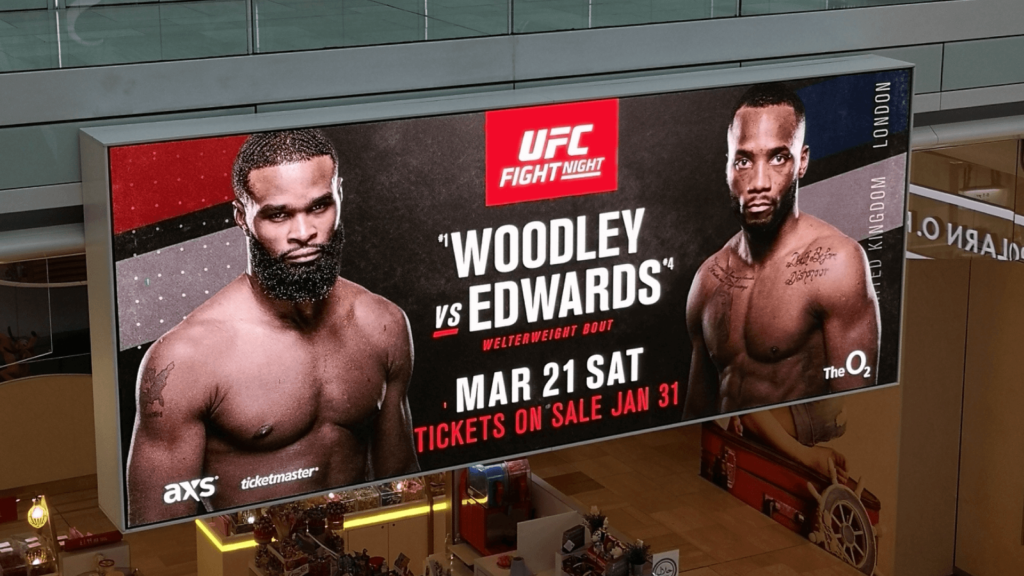 a billboard with two men on it